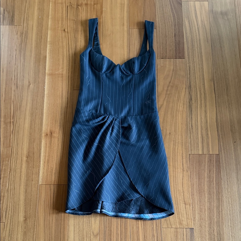 Off-White Black Pinstripe Dress